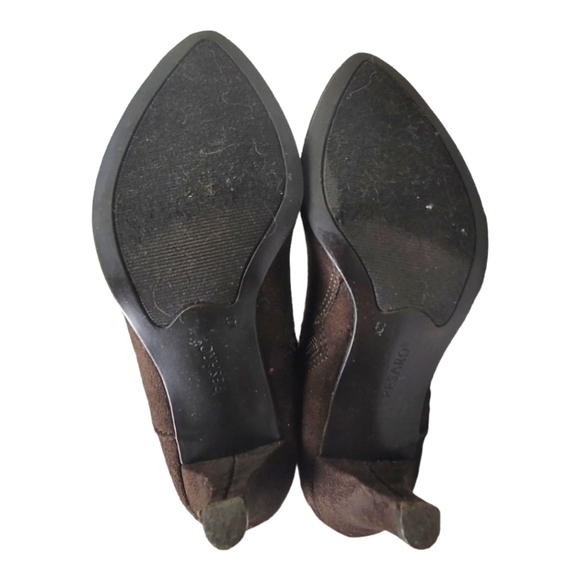PESA'RO "CELERY" Brown Faux Suede Heels, Zip Closure Boots - Picture 6 of 12